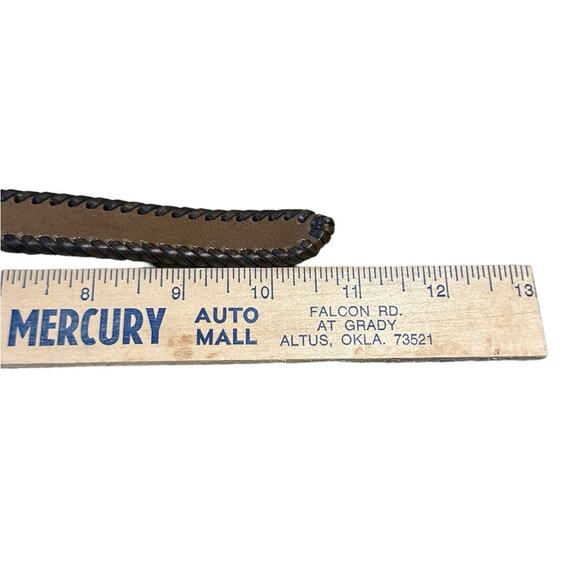 Western Belt with Heart Shaped Conchos Womens XL Brown and Tan Silver Buckle - Picture 5 of 11